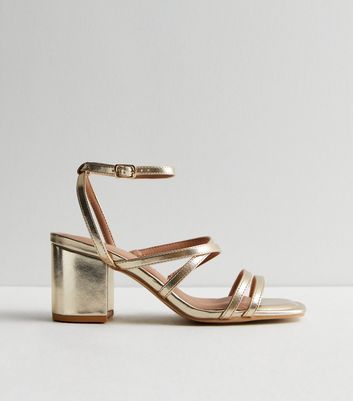 Public Desire Wide Fit Rayelle Heeled Sandals With Square Toes In Rose Gold  | ModeSens