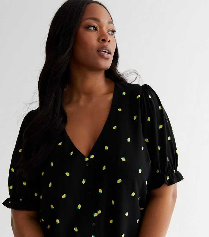 women's lemon print blouse