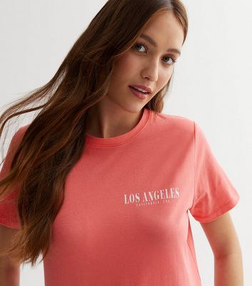 Coral Los Angeles Logo Crew Neck T-Shirt