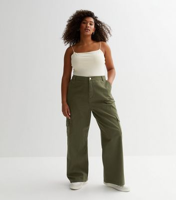 ONLY Khaki Cargo Wide Leg Trousers  New Look