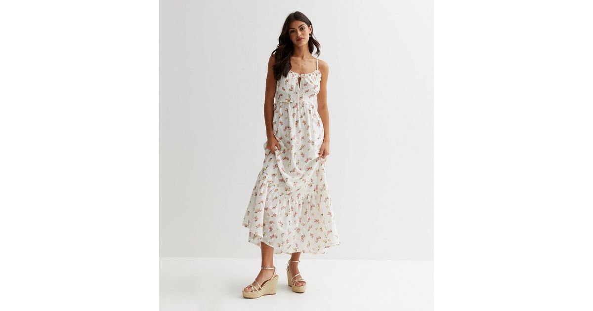 White Floral Strappy Maxi Dress | New Look