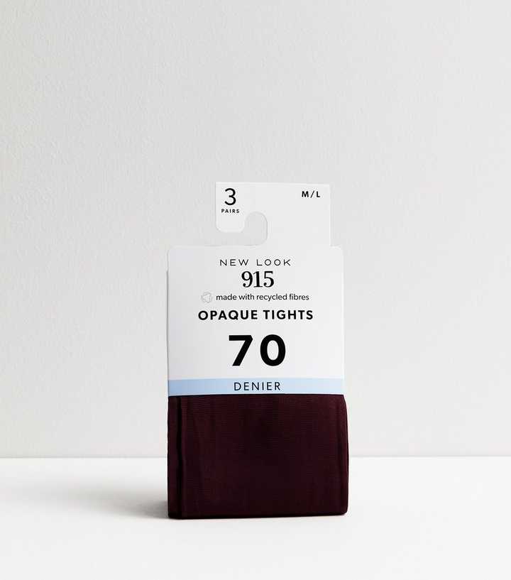 Girls 3 Pack Burgundy 70 Denier Opaque Tights