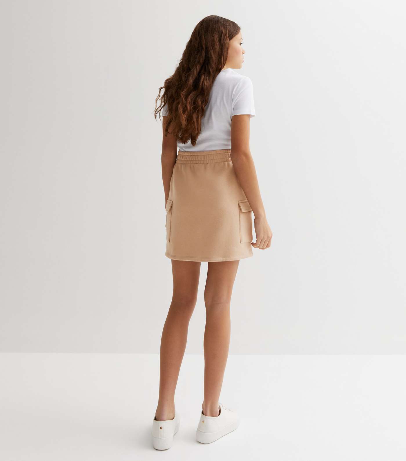 Girls Camel Jersey Cargo Skirt Image 4