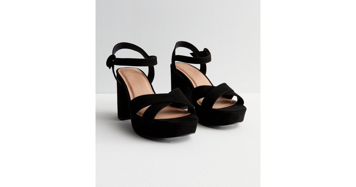 Black Wide Fit Chunky Block Heel Slingback Sandal