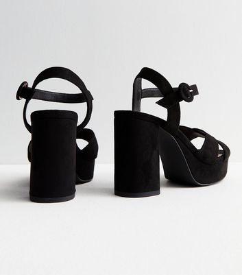 Black chunky block heel sale sandals