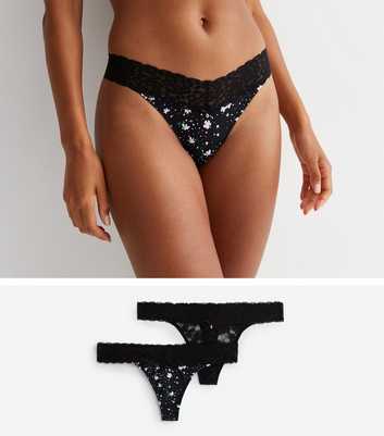 Cotton Thong With Lace Waist