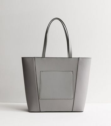 Gray leather totes best sale