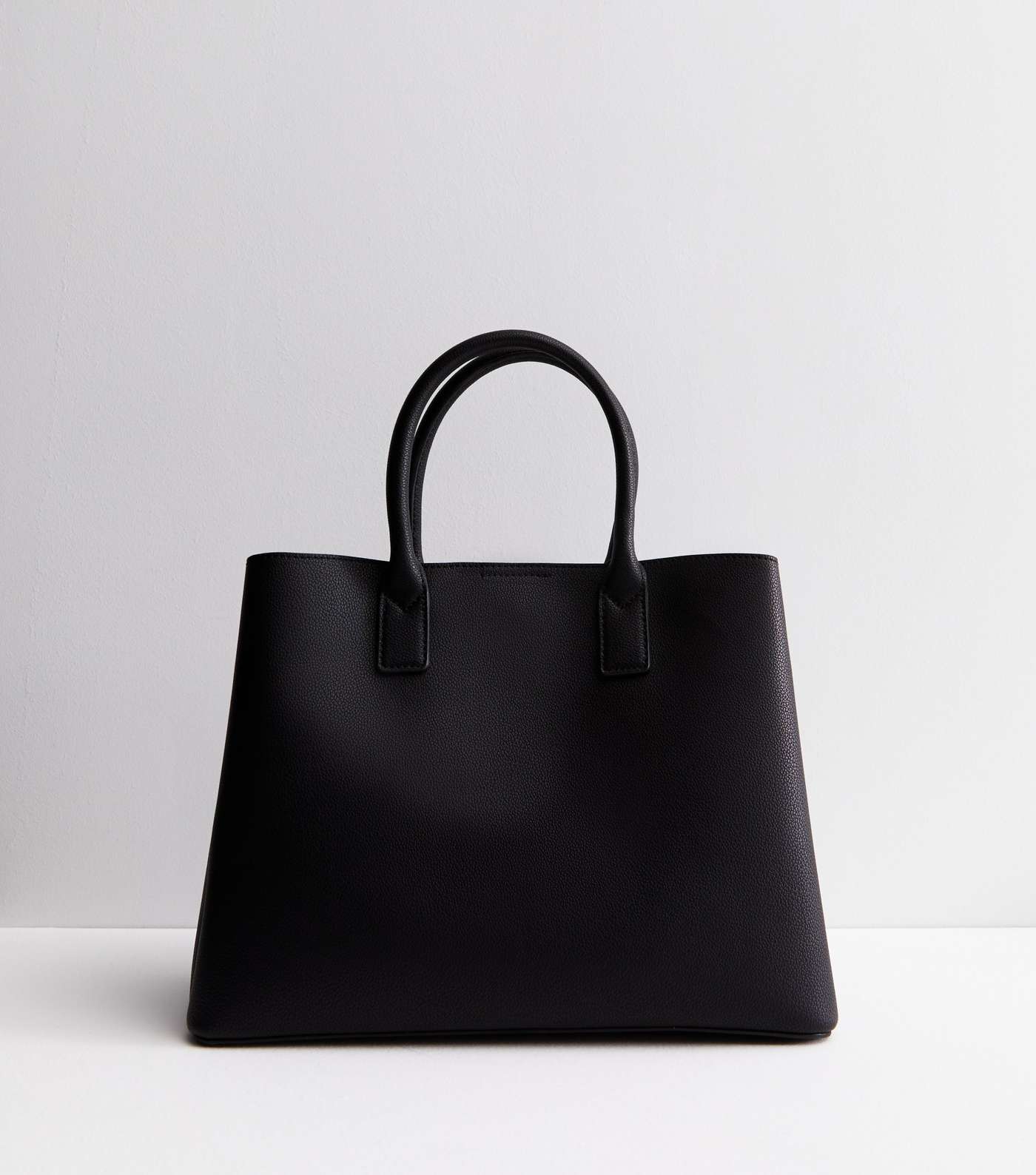 Black Leather-Look Buckle Tote Bag Image 3