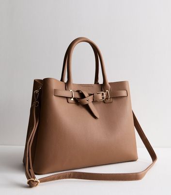 Brown Leather-Look Buckle Tote Bag | New Look