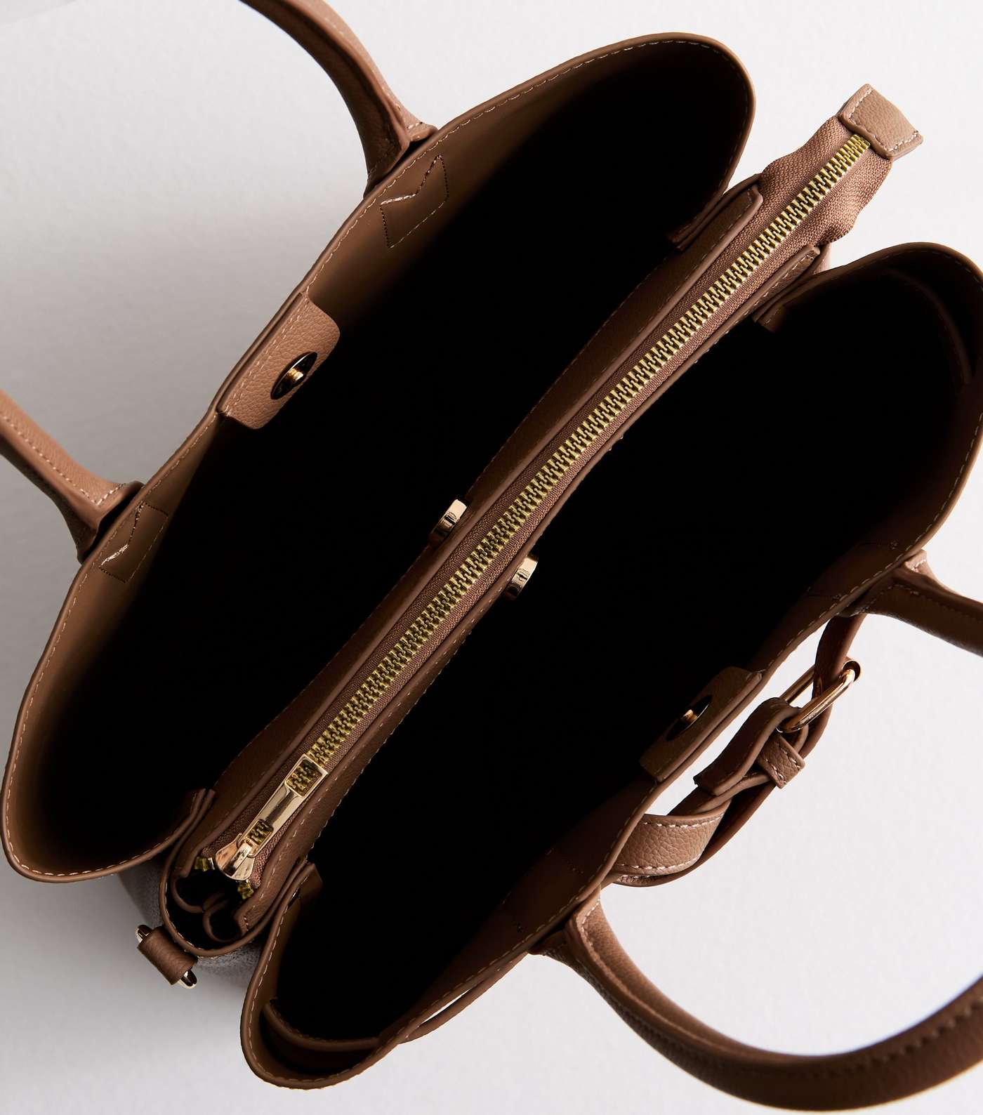 Brown Leather-Look Buckle Tote Bag Image 5