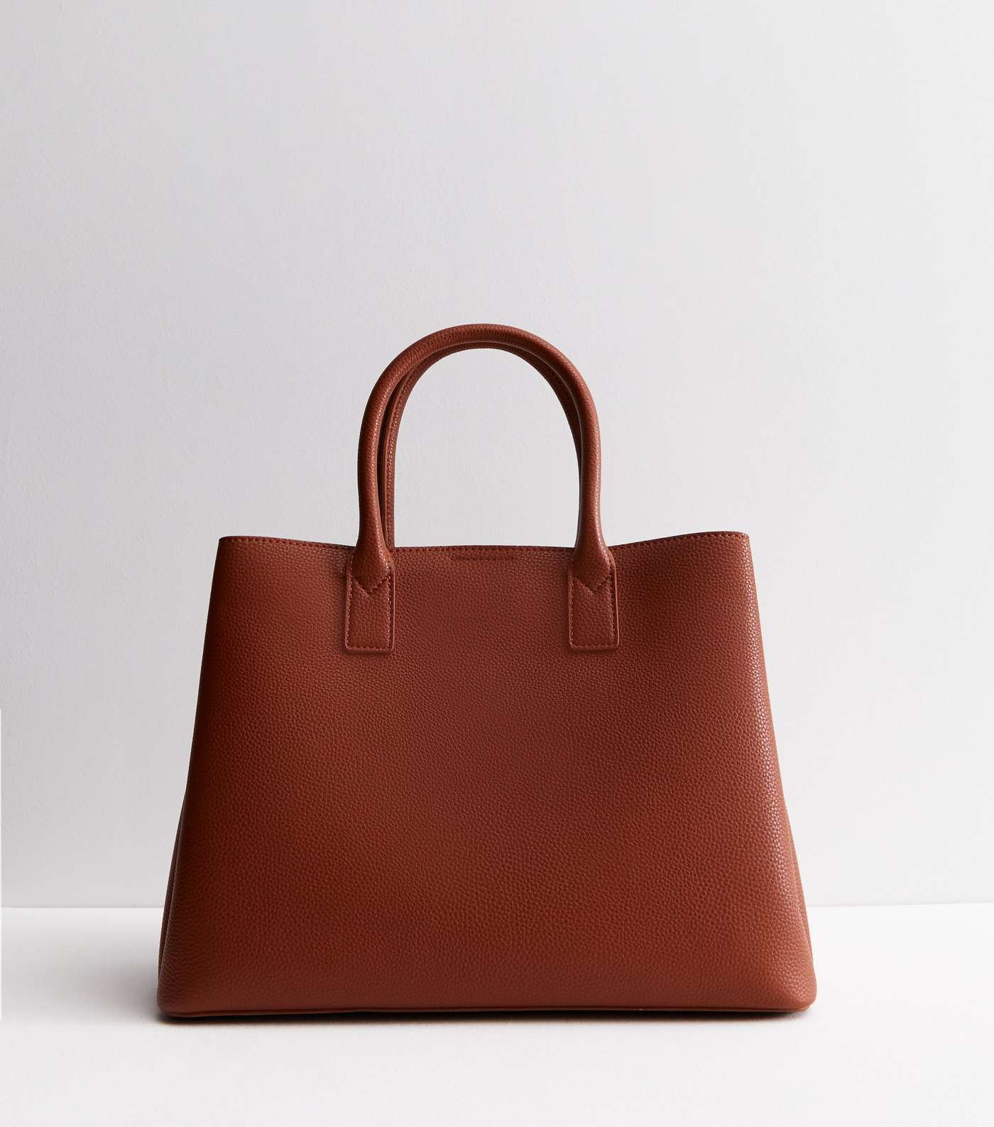 Tan Leather-Look Buckle Tote Bag Image 4