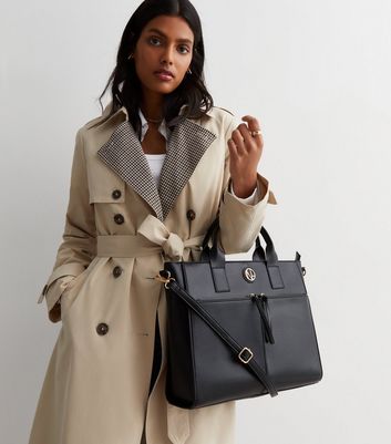 Black LeatherLook Laptop Tote Bag New Look