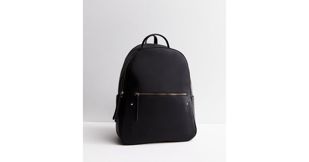 Black Pocket Front Backpack New Look