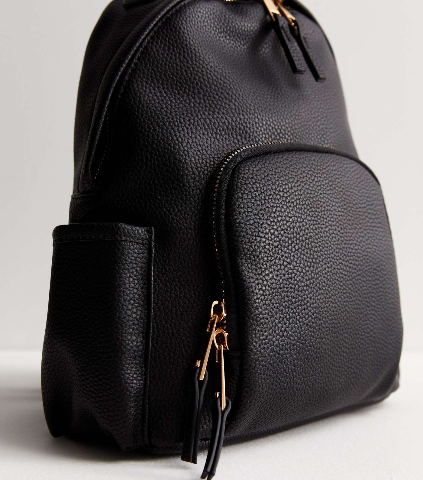 Black Leather-Look Mini Backpack Image 4