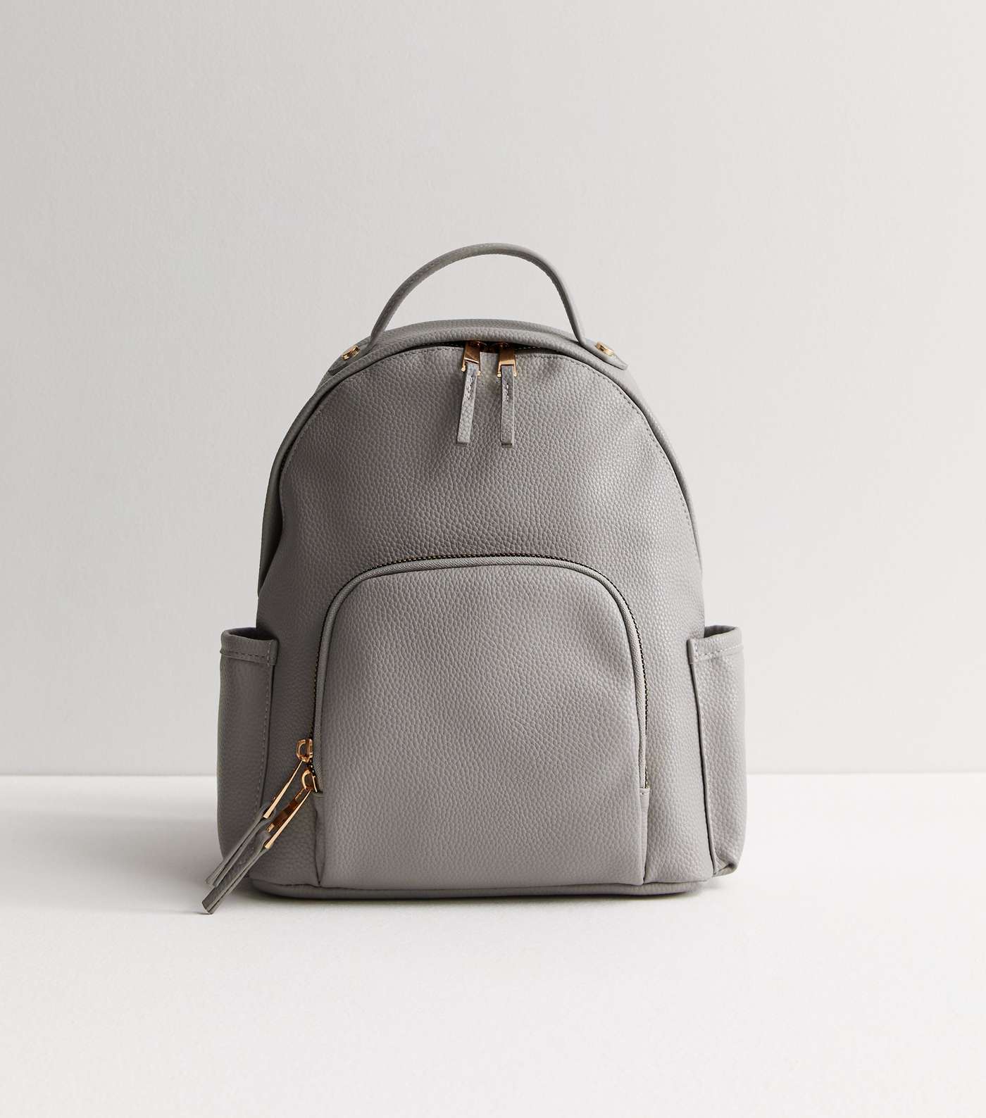 Pale Grey Leather-Look Mini Backpack
