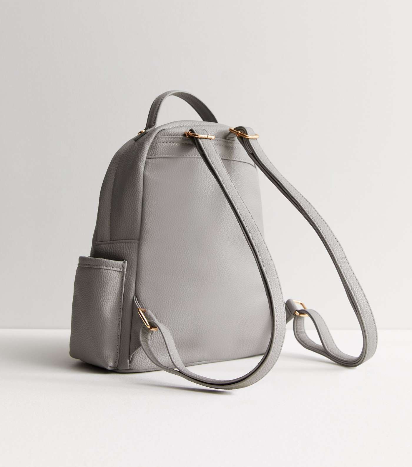 Pale Grey Leather-Look Mini Backpack Image 3