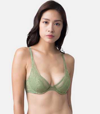 Dorina Light Green Floral Lace Demi Bra