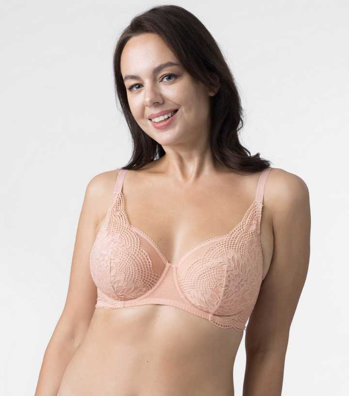 Dorina Curves Pale Pink Floral Lace Underwired Bra