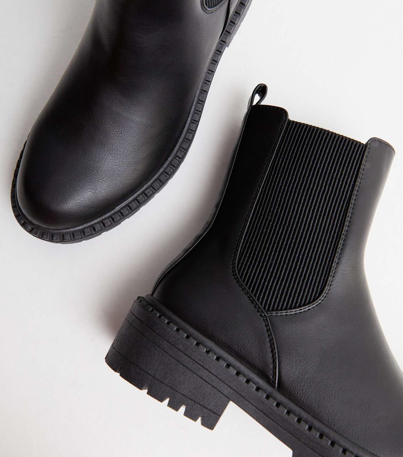 Black Leather-Look Chunky Chelsea Boots Image 4