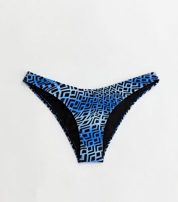 Blue Geometric Bikini Bottoms New Look