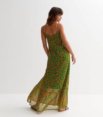 Green animal sales print maxi dress