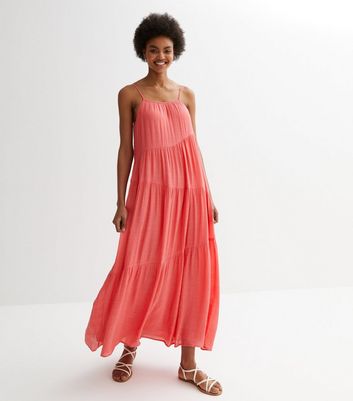 Womens coral maxi store dress