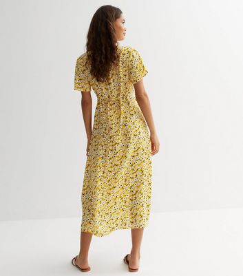 New look yellow midi cheap dress