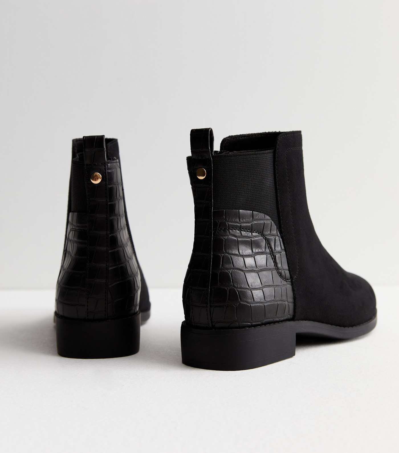Wide Fit Black Faux Croc Chelsea Ankle Boots Image 4