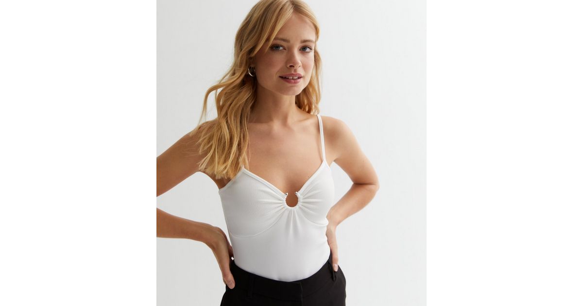 Cotton Jersey Bodysuit with Embroidered Rocking Horse Collar, White main image 1