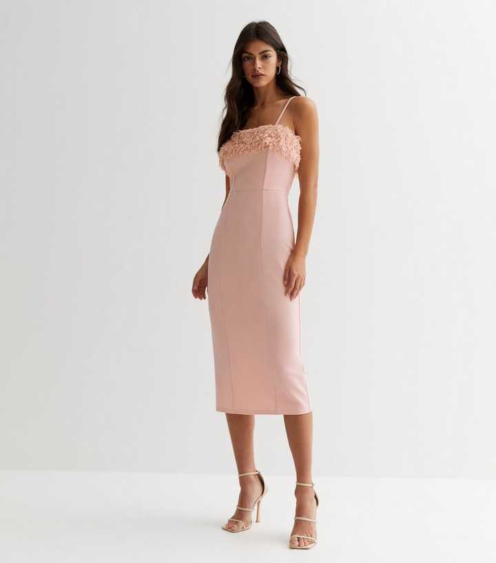 dusty pink cold shoulder lace tassel trim bodycon dress Sparkling Long Formal Corset Fitted Prom Dress by LaDivine CD259