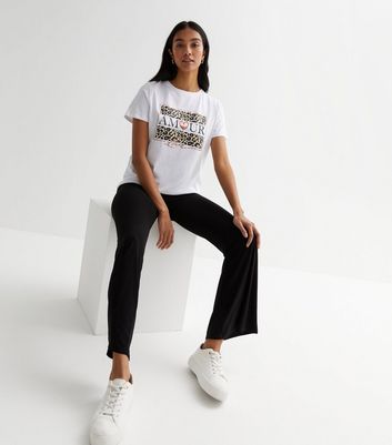 White Leopard Print Amour Logo T-Shirt | New Look