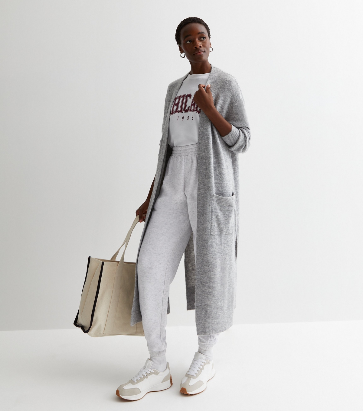 Women's Tall Grey Longline Pocket Cardigan New Look