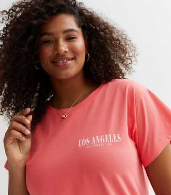 Curves Coral Los Angeles Jersey Logo T-Shirt