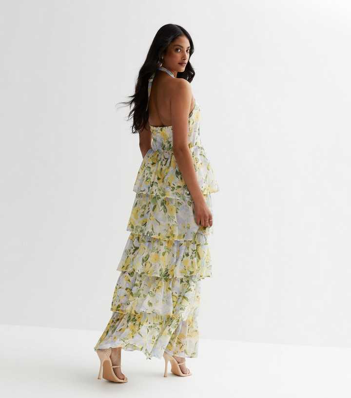tiered halter maxi dress