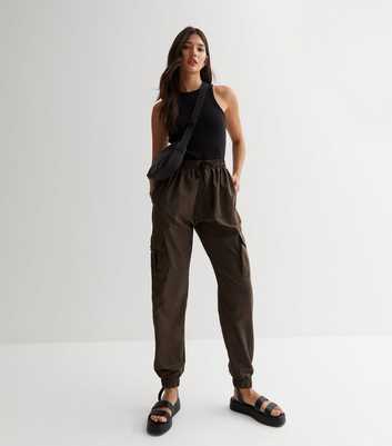 Urban Bliss Olive Parachute Cargo Trousers