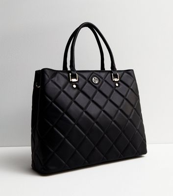 Black quilted clearance tote