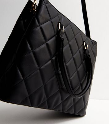 Black quilted store laptop bag