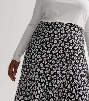 Black floral clearance a line skirt