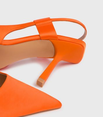 Lola Bright Orange Glitter Clear Stiletto Heels