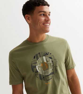 Men's Ben Sherman Olive Cotton Cassette Tape Logo T-Shirt New Look