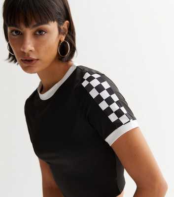 Pink Vanilla Black Checkered Crop T-Shirt