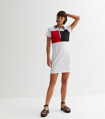 Pink Vanilla White Colour Block Mini Dress
