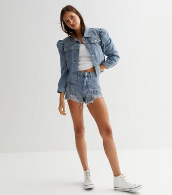 Denim jacket with puffy cheap sleeves