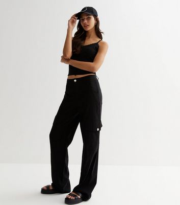 COLLUSION wide leg tailored cargo pants in black | ASOS