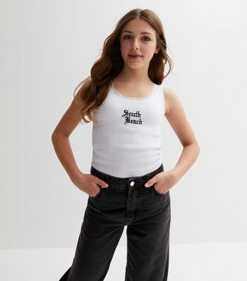 Girls white clearance vest top