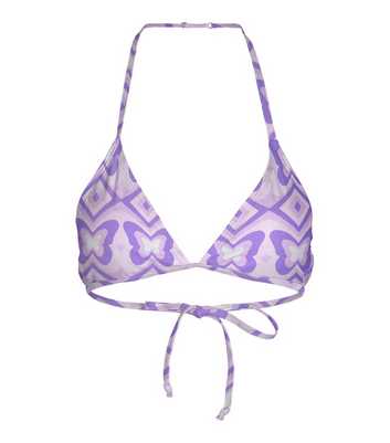 Noisy May Purple Butterfly Triangle Bikini Top