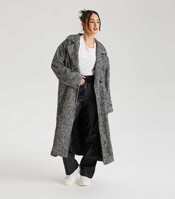 Urban Bliss Black Stripe Bouclé Formal Oversized Coat
