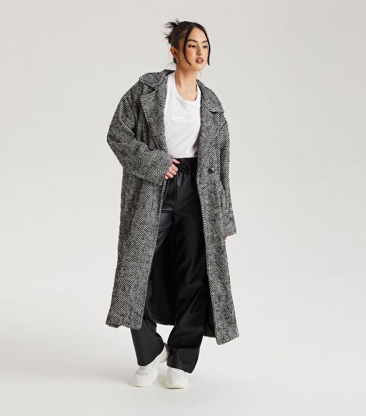newlook.com | Urban Bliss Black Stripe Bouclé Formal Oversized Coat
