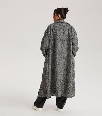 Urban Bliss Black Stripe Bouclé Formal Oversized Coat | New Look