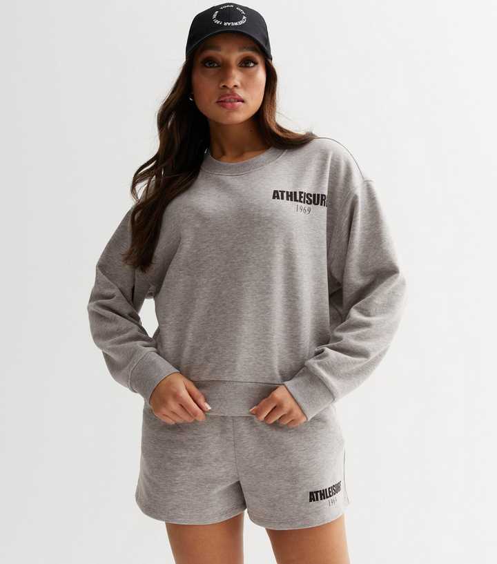 Petite Dark Grey Athleisure Jersey Logo Sweatshirt